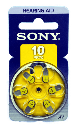 PILA ZINC, SONY, 10 PR70 HEARING AID