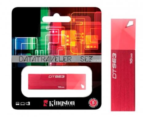 MEMORIA, KINGSTON, USB 16GB DTSE3 ROJO