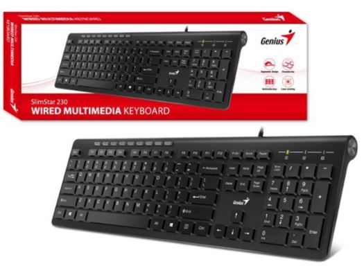 TECLADO, GENIUS, SLIMSTAR 230 NEGRO